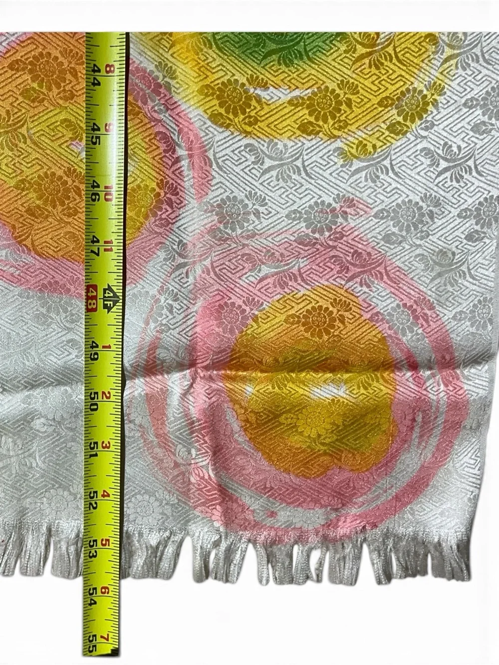 Vintage 100% Silk Scarf Japan Abstract Mod Jacquard Oblong Colorful